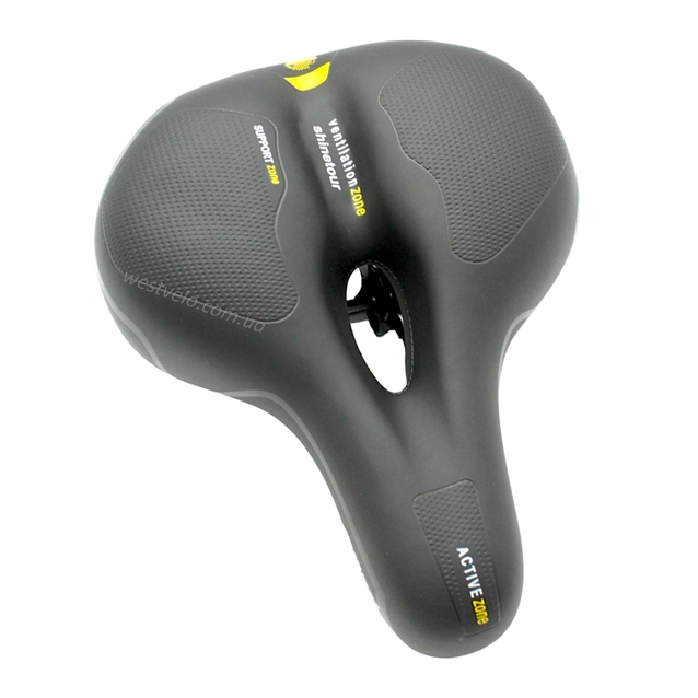 Сідло на демпферах з отвором AVANTI А-38 жовте, м'яке з катафотом фото westvelo.com