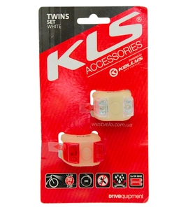 Мигалки на батарейках силікон (перед + зад) KLS Twins (2хCR 2032) білий