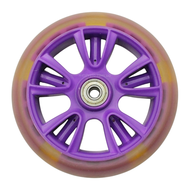 Колесо самоката дитячого поліуретан Ø135мм, діодне, фіолетовий фото westvelo.com