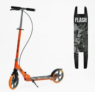 Самокат дитячий 2-х колісний, PU Best Scooter «FLASH» FL-80811 помаранчевий, Ø200mm, ручне гальмо, 1 амортизатор передній