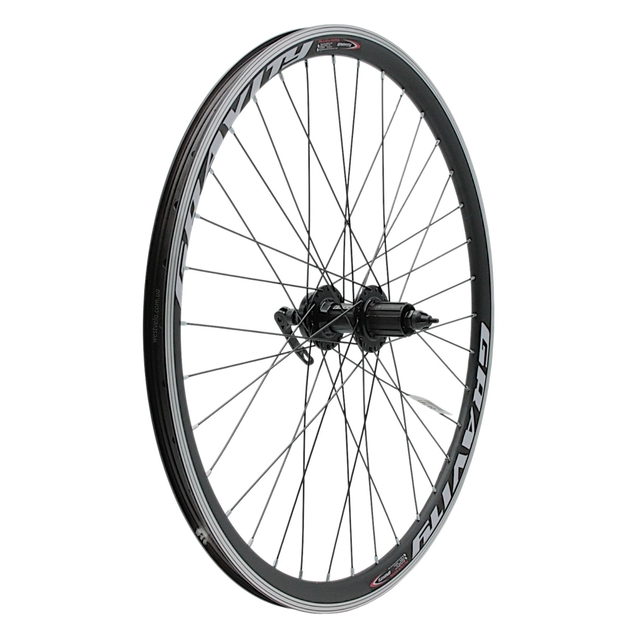 Колесо 26 зад, обід 2-ний чорний, втулка AL NECO MS37R касета (8-10S), диск 6 болтів, ексцентрик, чорна спиця (Gravity) фото westvelo.com