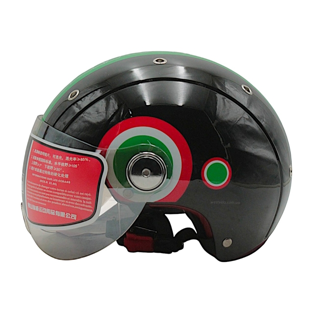 Мото шолом, відкритий (L) "IBK" 033, чорно-зелений фото westvelo.com