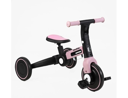Дитячий велосипед 3-х колісний EVA (піна) Best Trike колеса 8-6, BS-11402 рожевий, нейлонова рама, рама та задні колеса -складні, підсвічування, кошик