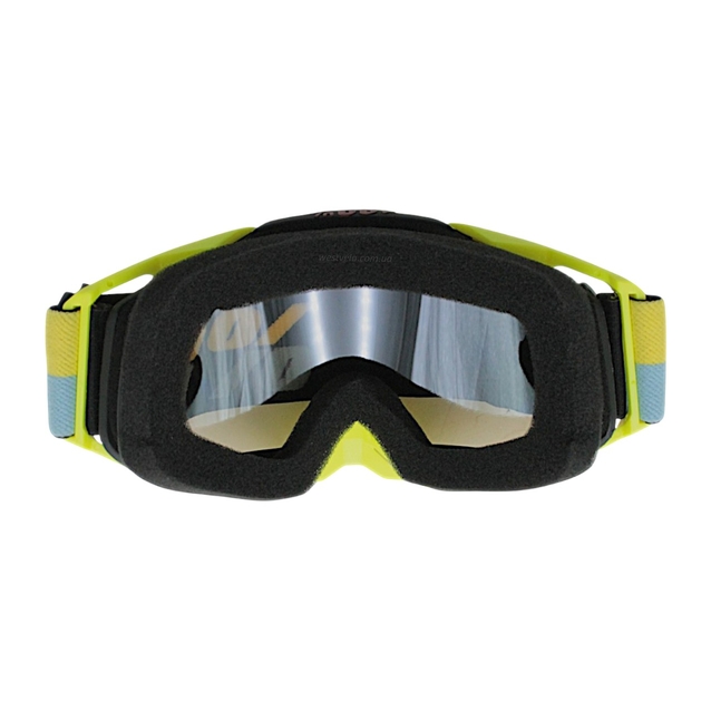 Мото окуляри Кросс-ендуро 100% 109-1-6, жовто-чорні, дзеркальний візор (class B) фото westvelo.com