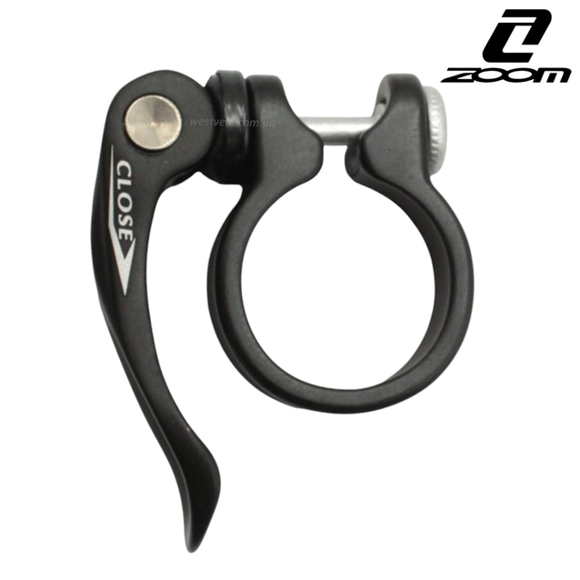 Хомут з ексцентриком труби сідла Ø31.8 мм ZOOM, алюміній чорний матовий фото westvelo.com
