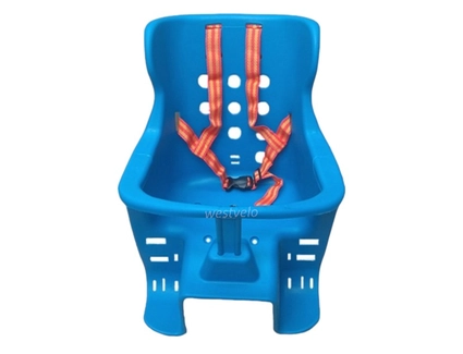 Крісло дитяче пластик, на зад. багажник, синє + к-т