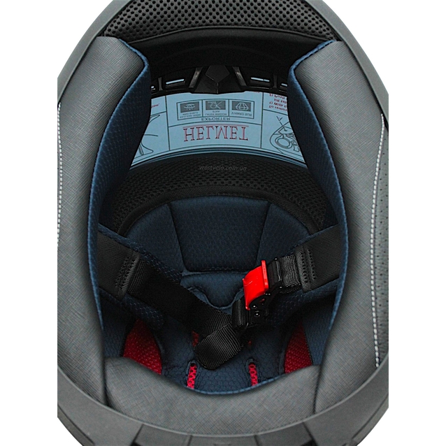 Мото шолом, закритий (L) "220" чорно-синьо-сірий, глянцевий фото westvelo.com