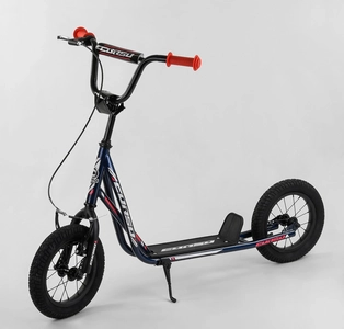 Самокат дитячий 2-х колісний, надувні колеса 12 Corso JT 32050 синій, ручне переднє гальмо