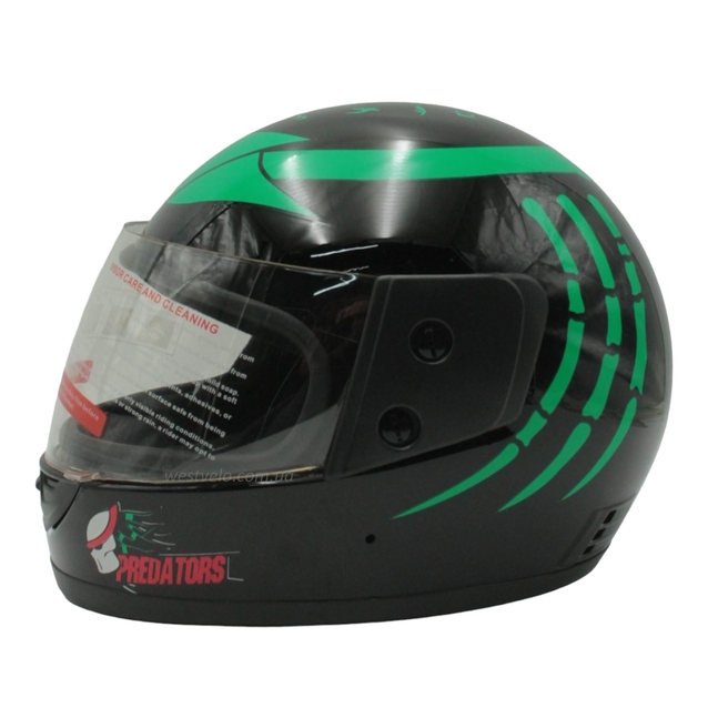 Мото шолом, закритий (XS) F2 "PREDA TORS" чорно-зелений глянець (825-4) фото westvelo.com