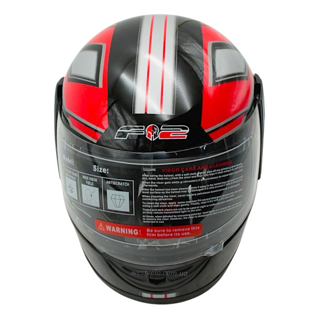 Мото шолом, закритий (S 55-56) F2 чорно-червоний глянець, (825-3) фото westvelo.com