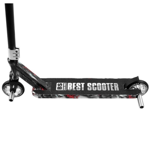 Самокат трюковий Best Scooter «SKULLS» BS-77101 чорно-сірий, HIC-система, пеги, AL диск та дека, колеса PU Ø110mm, ширина керма - 60 см фото westvelo.com