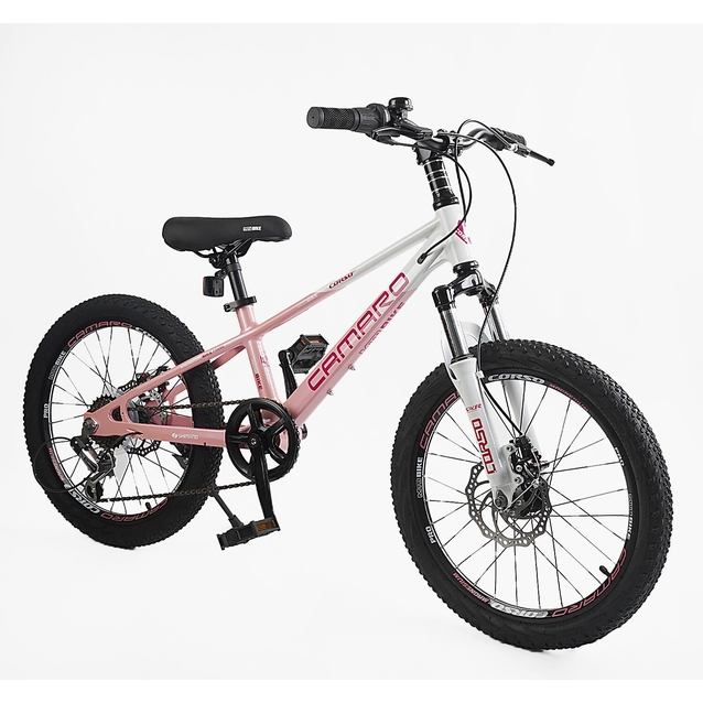 Велосипед 20 MG Corso «CAMARO» CM-61574 магній 11", (к-т SHIMANO) рожево-білий фото westvelo.com