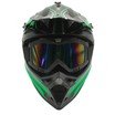Шолом, закритий крос/ендуро (S) DOT/АТV EDX 025 чорно-зелений глянець з дашком + окуляри фото westvelo.com