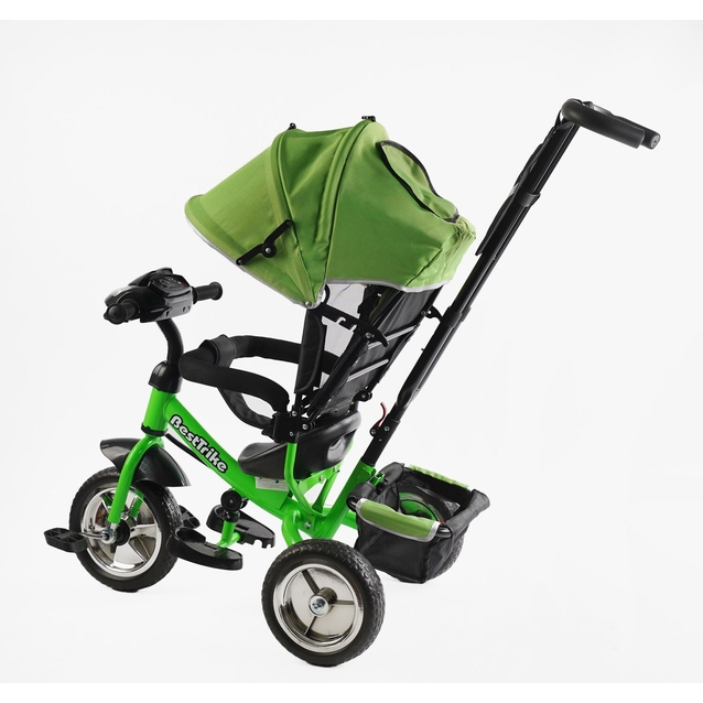 Дитячий велосипед 3-х колісний з батьківською ручкою, з дашком, колеса - EVA (піна) Best Trike 69-067 салатовий, d=25см переднє, d=20см задні, фара музична, USB, Bluetooth фото westvelo.com
