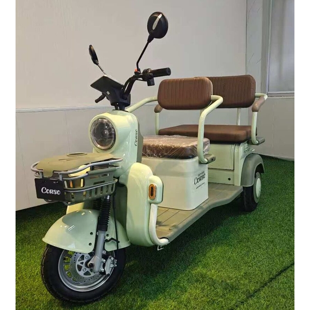 Трицикл Corso «TENSO» TG-406998, двигун 1500W, акумулятор 72V 32Ah графеновий, мятний + 1 ящик. акум, колеса 10" фото westvelo.com