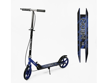 Самокат дитячий 2-х колісний, PU Skyper «NEON» N-43670 синій, Ø200mm, ST, ручне гальмо