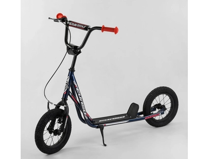 Самокат дитячий 2-х колісний, надувні колеса 12 Corso JT 32050 синій, ручне переднє гальмо