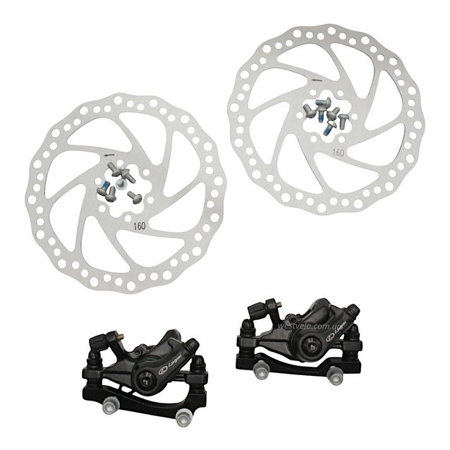 Дискові гальма LOGAN DX-2019 : 2 супорта F160/R140+F180/R160, 2 диски Ø160) фото westvelo.com