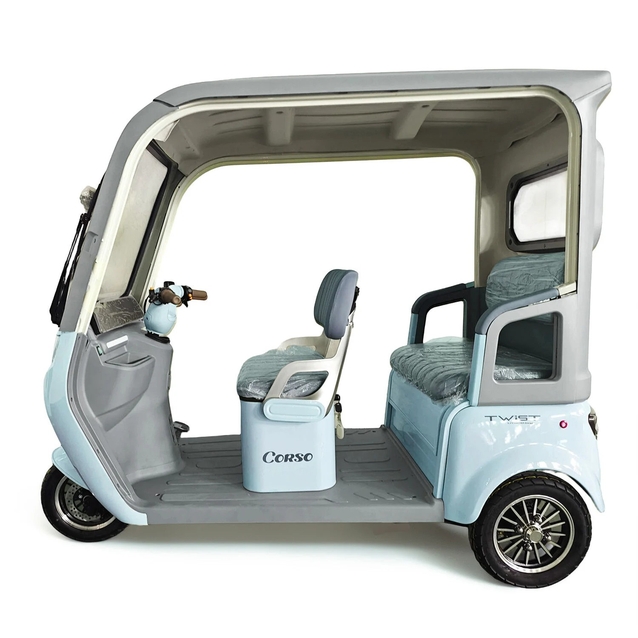 Трицикл з дашком Corso «TWIST» WS-309117, двигун 1500W, акумулятор 72V 30Ah літій-залізо-фосфатний, блакитний, колеса 10" фото westvelo.com