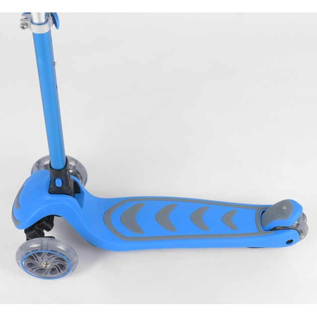 Самокат дитячий 3-х колісний, Best Scooter 38603 блакитний, колеса PU Ø120mm/80mm зі світлом, складне алюмінієве кермо фото westvelo.com