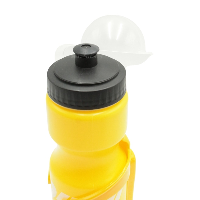Фляга 650ml. харч.пластик. пластмасова жовта + фляготримач пластик фото westvelo.com
