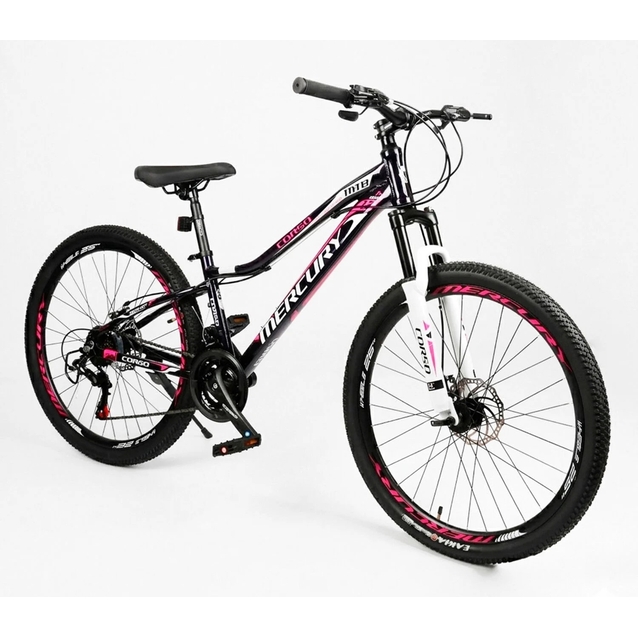 Велосипед 26 AL Corso «MERCURY» MR-26852 алюміній 13", (к-т SHIMANO) чорно-рожевий фото westvelo.com