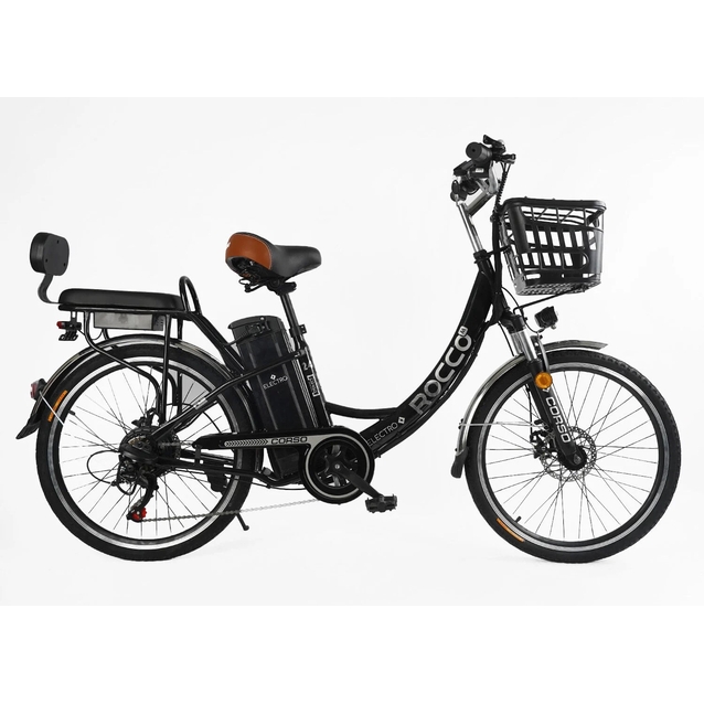 Електровелосипед 24 ST Corso «ROCCO» RC-20515 сталь, дв 500W, акум 48V20AH, чорний фото westvelo.com