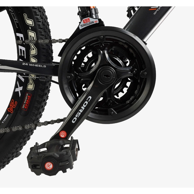 Велосипед 24 AL Corso «FENIX» FX-24912 алюміній 11", (к-т Saiguan) чорно-червоний фото westvelo.com