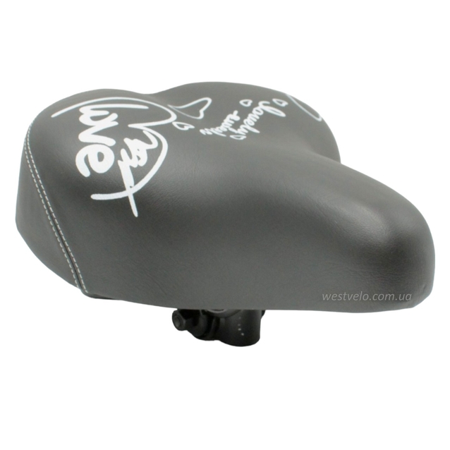 Сідло на пружинах, S008, широке чорне "LOVE" металева основа фото westvelo.com