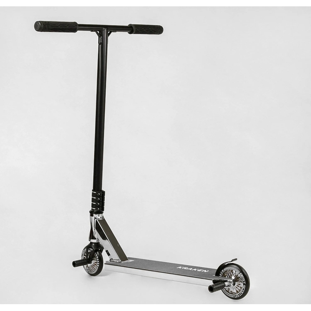 Самокат трюковий Best Scooter «KRAKEN» KR-82080 срібний, HIC-система, пеги, AL диск та дека, колеса PU Ø110mm, ширина керма - 58 см фото westvelo.com