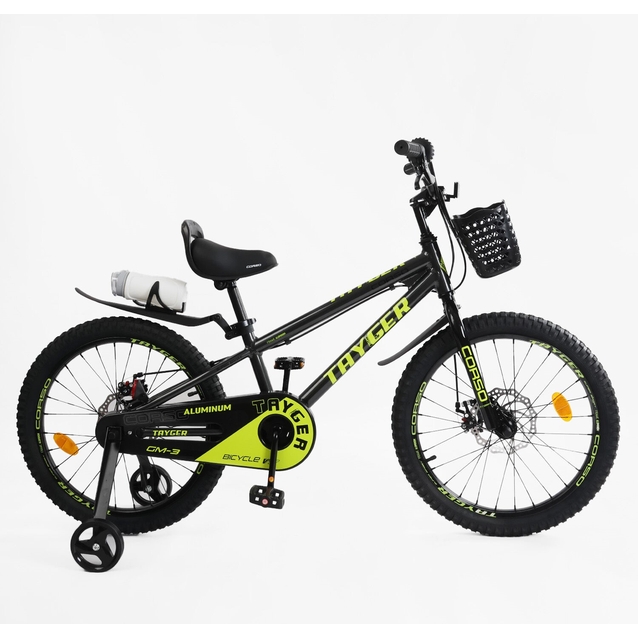 Дитячий велосипед 20 AL Corso «TAYGER»  TG-20831 алюмінієва рама, дискові гальма, чорно-жовтий фото westvelo.com