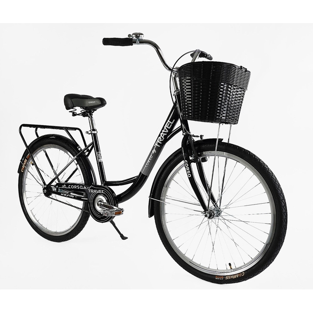 Міський велосипед 26 ST Corso «TRAVEL» TL-26207 сталь 16,5", чорний (+к(чорний)/к/б) фото westvelo.com