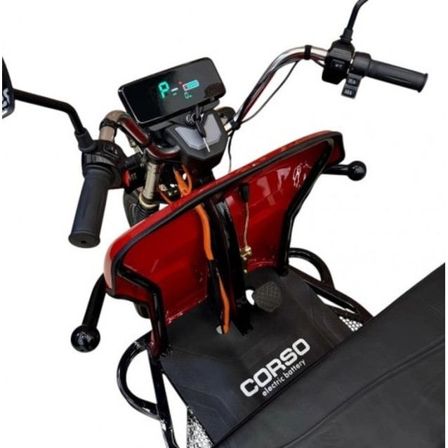 Трицикл вантажний Corso «HARDY» HR-640050, двигун 1200W, акумулятор 60V/38Ah графеновий, червоний 4 МІСЦЯ + 1 ящик. акум, колеса 12" фото westvelo.com