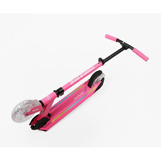 Самокат дитячий 2-х колісний, PU Best Scooter L-80864 рожевий, AL, Ø145mm, диски коліс, дека, вилка зі світлом фото westvelo.com