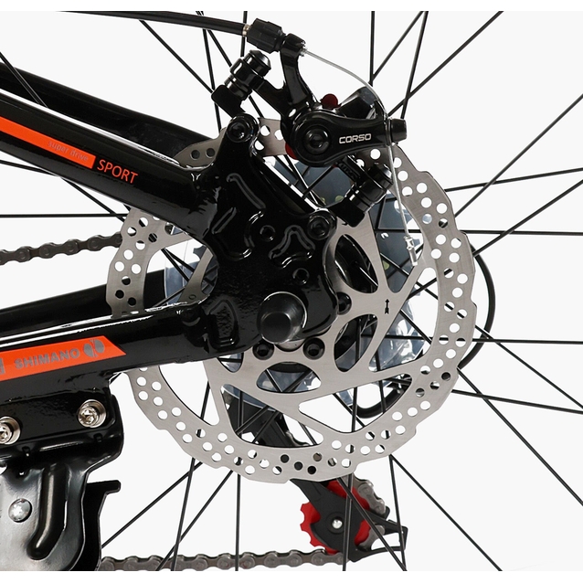 Велосипед 26 AL Corso «KORD» KD-14670 алюміній 13", (к-т SHIMANO) чорно-червоний фото westvelo.com