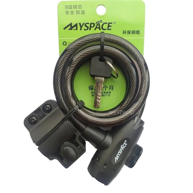 Замок MYSPACE 506 Ø12mm-1200mm на ключ, з кріпленням на раму фото westvelo.com