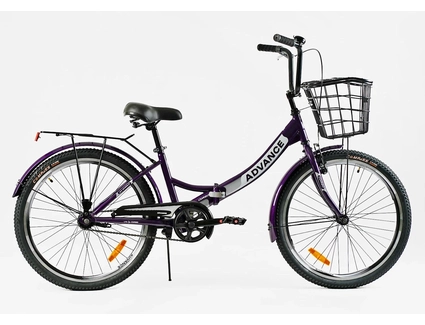 Міський велосипед 24 ST Corso «ADVANCE» AD-24198 (складна рама) сталь 14", фіолетовий (+к/к/б)