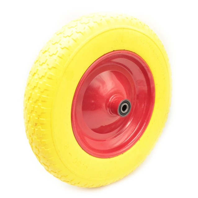 Колесо тачки жовте "8" 3.50-8 під вісь Ø12, пінополіуретанове фото westvelo.com