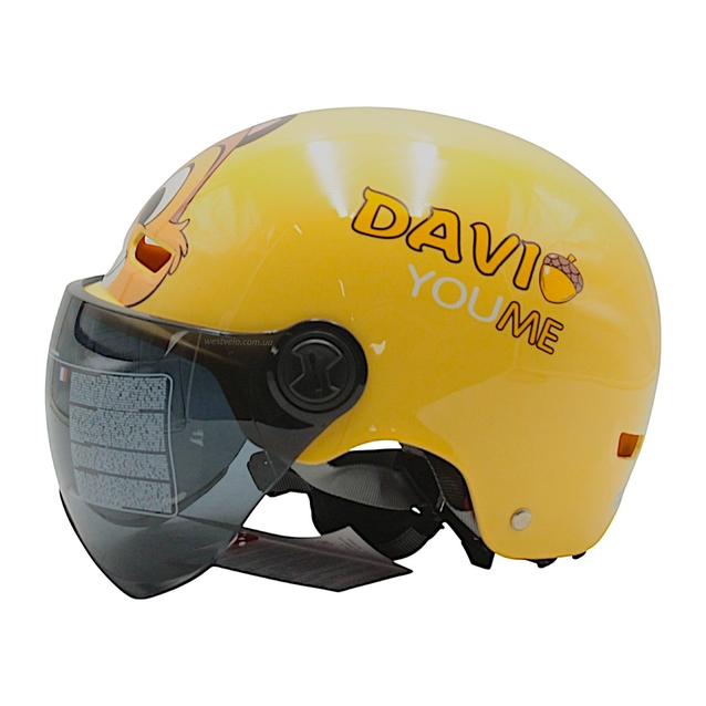 Мото шолом підлітковий, відкритий (M‑XL) "DAVID" 315C, жовтий глянцевий (ABS) фото westvelo.com