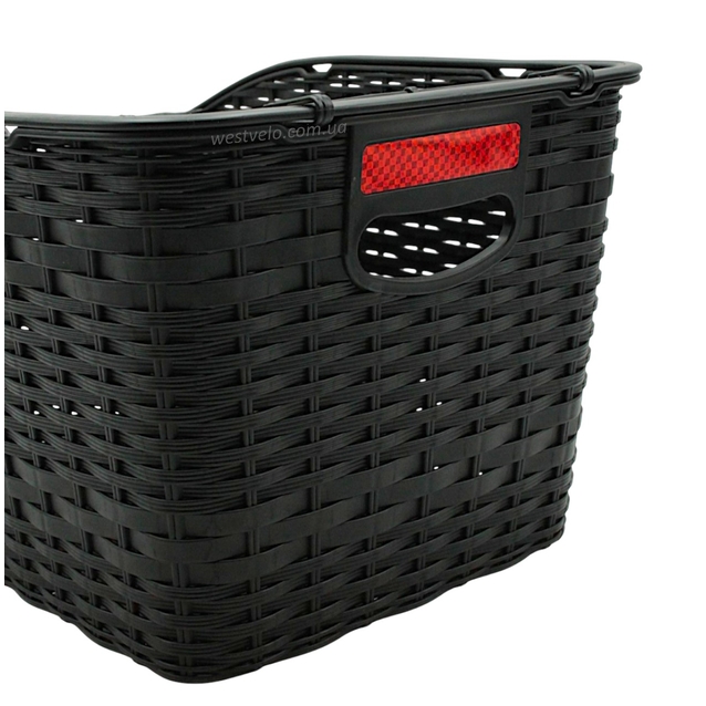 Кошик пластмасовий на багажник плетений чорний з кришкою AFT-11 (410х290х240) фото westvelo.com