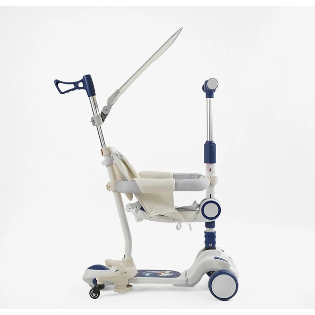 Самокат 5в1 Skyper FJ-59060, колеса PU125х40мм зі світлом, укр озвучування та підсвічування платформи, біло-синій фото westvelo.com