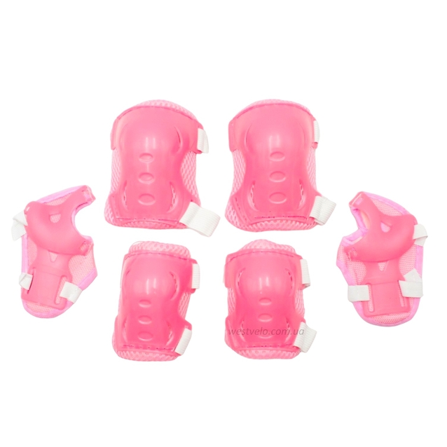 Комплект дитячого захисту у сітці 611, біло-рожевий фото westvelo.com