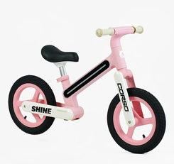 Велобіг 12 Corso надувні колеса, нейлонова рама зі світлом «SHINE» JT-10059 рожевий