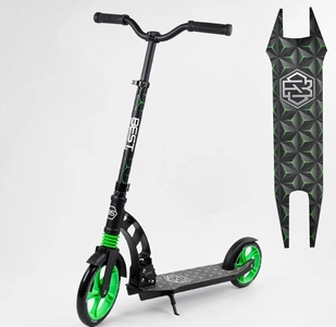 Самокат дитячий 2-х колісний, PU Best Scooter 62798 чорно-салатовий, колеса Ø230-180mm, 1 амортизатор