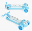 Самокат дитячий 3-х колісний, Skyper CL-9255 блакитно-білий, зі світлом, українське озвучування та підсвічування платформи, кермо складне фото westvelo.com