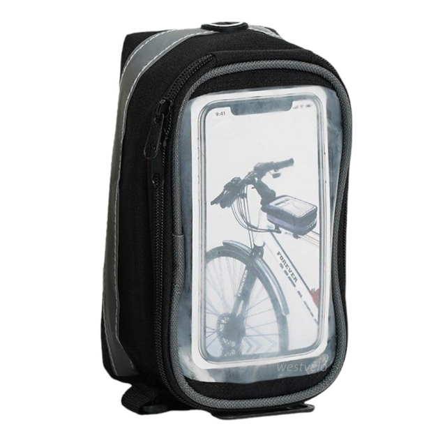 Сумка на раму + місце для телефону,чорна з світловідбиваючою вставкою фото westvelo.com