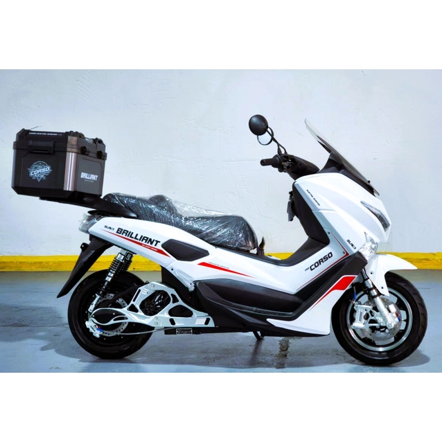 Електроскутер Corso «BRILLIANT» BR-634180, двигун 2000W, акумулятор 72V/32Ah свинцево-кислотний, білий + 1 ящик. акум, + 1 ящик. багажник, колеса 12" фото westvelo.com