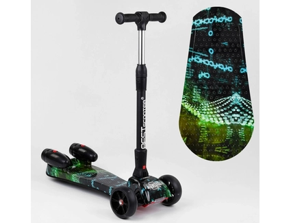 Самокат дитячий 3-х колісний, Best Scooter «MAXI» 65628 чорний, колеса PU Ø120mm/40mm, парогенератором, МУЗИКА, ТУРБІНИ