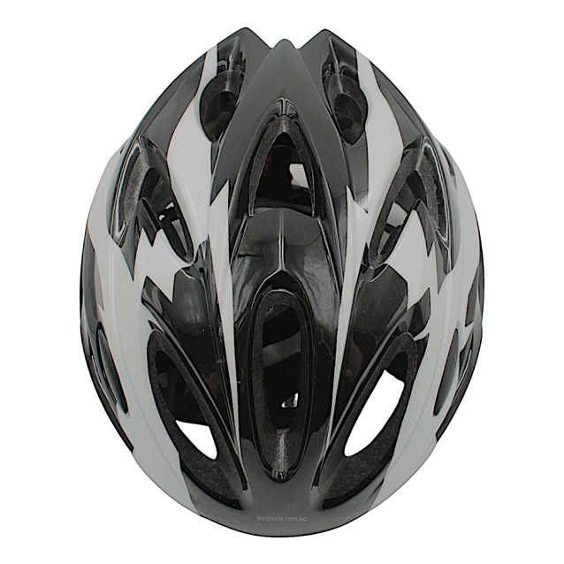 Вело шолом "TK Sport" 074 (56 см) з мигалкою, чорно-білий фото westvelo.com