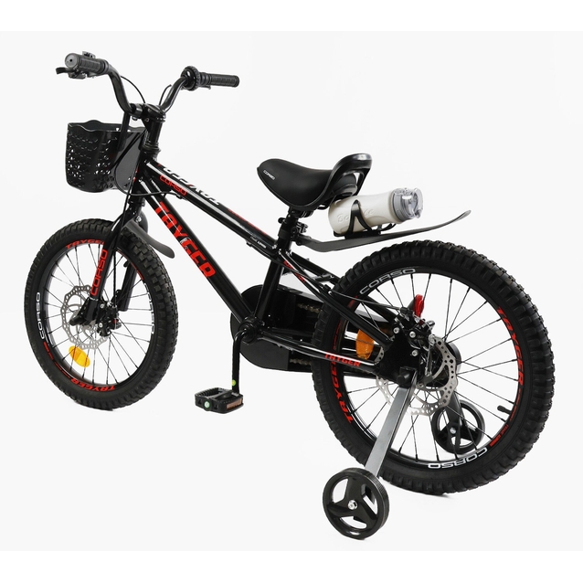 Дитячий велосипед 18 AL Corso «TAYGER»  TG-78512 алюмінієва рама, дискові гальма, чорно-червоний фото westvelo.com